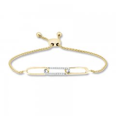 Diamond Paperclip Bolo Bracelet 10K Yellow Gold