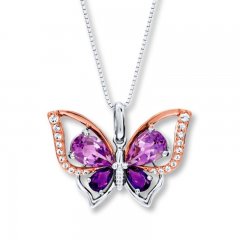 Butterfly Necklace Amethyst Sterling Silver/10K Rose Gold