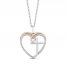 Hallmark Diamonds Heart Necklace 1/6 ct tw Sterling Silver/10K Rose Gold 18"