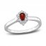 Garnet & Diamond Promise Ring 1/10 ct tw Pear/Round-Cut Sterling Silver