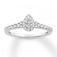 Diamond Engagement Ring 1/2 ct tw Pear/Round 14K White Gold