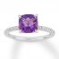 Amethyst Engagement Ring 1/10 ct tw Diamonds 14K White Gold