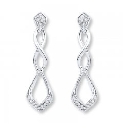 Diamond Drop Earrings 1/10 ct tw Round-cut Sterling Silver