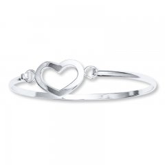 Heart Bangle Bracelet Sterling Silver