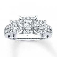 Three-Stone Ring 1/2 ct tw Diamonds 14K White Gold