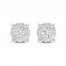 Diamond Halo Stud Earrings 1/2 ct tw Round-Cut 10K White Gold