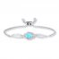 Lab-Created Blue Opal Bolo Bracelet Sterling Silver