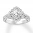 Diamond Engagement Ring 1 ct tw Princess/Round 14K White Gold