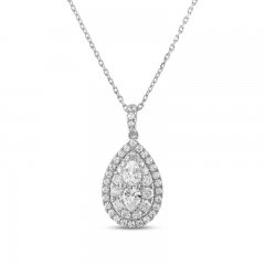 Forever Connected Diamond Necklace 1 ct tw Round/Pear 10K White Gold 18"