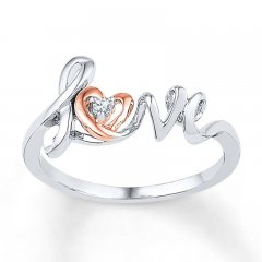 Heart Ring Diamond Accent Sterling Silver/10K Gold