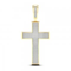 Men's Diamond Cross Charm 1 ct tw Round-cut 10K Yellow Gold