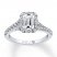 Leo Diamond Engagement Ring 1 cttw Emerald/Round 14K White Gold