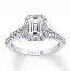 Leo Diamond Engagement Ring 1 cttw Emerald/Round 14K White Gold