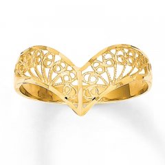 Filigree Chevron Ring 14K Yellow Gold