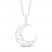 Diamond Moon Necklace 1/4 ct tw Round-cut Sterling Silver 18"