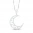 Diamond Moon Necklace 1/4 ct tw Round-cut Sterling Silver 18"