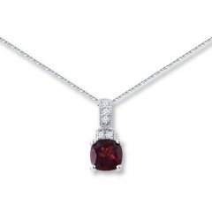 Garnet Necklace White Topaz Sterling Silver