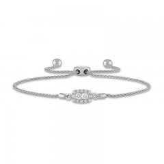 Forever Connected Diamond Bolo Bracelet 1/5 ct tw Princess/Round-Cut 10K White Gold