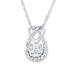 Diamond Heart Necklace 3/4 carat tw 14K White Gold