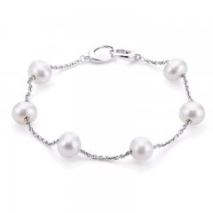 Cultured Pearl Bracelet Sterling Silver 7.5"