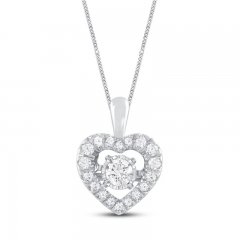 Unstoppable Love Diamond Heart Necklace 1/3 ct tw Round-cut 10K White Gold 19"