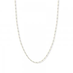 Beaded Cable Chain Necklace 14K Two-Tone Gold 20" Length