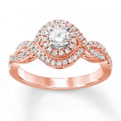 Diamond Engagement Ring 5/8 ct tw Round-cut 14K Rose Gold