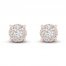 Diamond Halo Stud Earrings 1/10 ct tw Round-Cut 10K Rose Gold