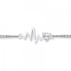 Heartbeat Bracelet Lab-Created Sapphire Sterling Silver