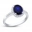 Natural Sapphire Ring 3/8 ct tw Diamonds 14K White Gold