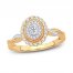 Diamond Engagement Ring 3/8 ct tw Oval/Round 14K Yellow Gold