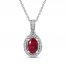 Lab-Created Ruby & White Lab-Created Sapphire Necklace Sterling Silver 18"