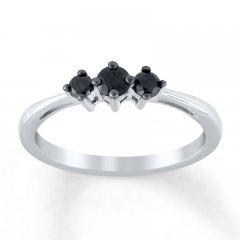 Black Diamond Ring 1/4 ct tw Round-cut Sterling Silver