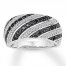 Black & White Diamond Ring 1 ct tw Round-cut Sterling Silver