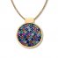 Lab-Created Gemstone Disc Necklace Pave-set 10K Yellow Gold