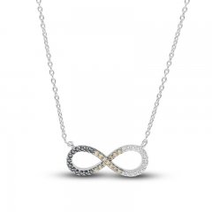 White/Black/Brown Diamond Infinity Necklace 1/5 ct tw Sterling SIlver 18"