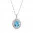 Blue Topaz & White Lab-Created Sapphire Necklace Sterling Silver 18"