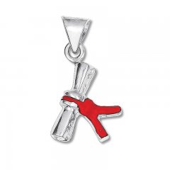 Diploma Charm Sterling Silver/Red Enamel