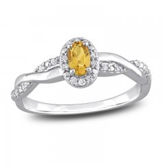 Citrine & Diamond Promise Ring 1/10 ct tw Oval/Round-Cut Sterling Silver