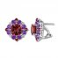 Garnet & Amethyst Earrings Sterling Silver