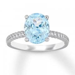 Oval Aquamarine Engagement Ring 14K White Gold