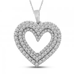 Diamond Heart Necklace 1 ct tw 10K White Gold 18"