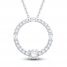 Neil Lane Diamond Circle Necklace 1/2 ct tw Round/Baguette-Cut 14K White Gold 19"