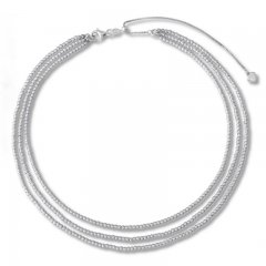 Textured Bead 3-Strand Necklace Sterling Silver 18" to 22" Adj