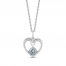 Hallmark Diamonds Aquamarine Heart Necklace 1/10 ct tw Round-Cut Sterling Silver 18"