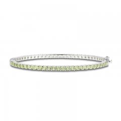 Peridot Bangle Bracelet Sterling Silver 7.25"