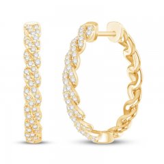 Circle of Gratitude Diamond Hoop Earrings 1/4 ct tw Round-cut 10K Yellow Gold