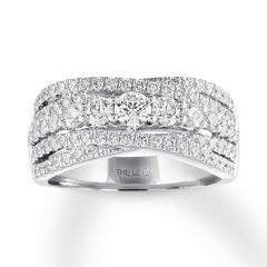 Leo Diamond Anniversary Band 1-1/3 ct tw Round 14K White Gold