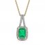 Emerald & Diamond Necklace 1/10 ct tw 10K Yellow Gold 18"