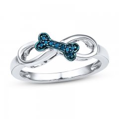 Bone Infinity Ring 1/20 ct tw Blue Diamonds Sterling Silver